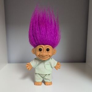 Vintage RUSS Troll Surgeon With Scrubs, Purple Hair